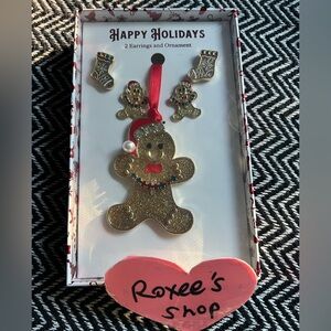 Gingerbread Earrings & Bling Ornament Set 3pcs